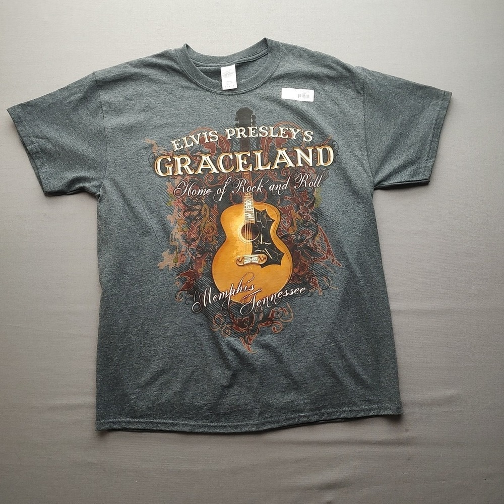Elvis Presley Grcind Guitar Gray‎ T-shirt Size Large